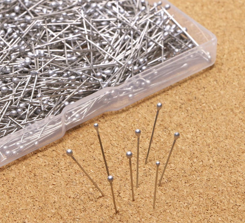 Shapenty 26mm/1Inch Stainless Steel Dressmaker Straight Quilting Pins Bulk Fine Satin Ball Head Pins for DIY Sewing Craft and Jewelry Making,Silver, (Silver, 1200PCS) - Image 5